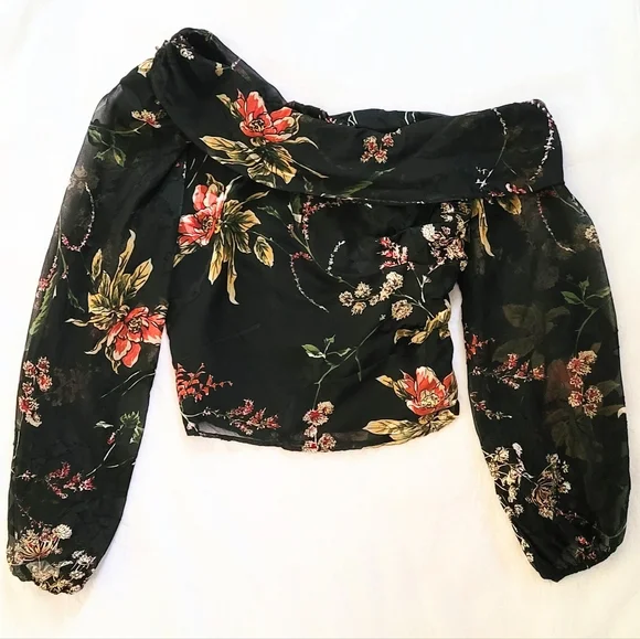 NWOT!ASTR The Label Anthro Reign Floral Print Women's Off The Shoulder Top Small - Picture 10 of 17